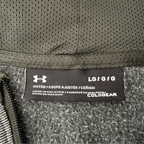 Under Armour Hoodie Sweatshirt Mens Size L Gray Coldgear Full Zip Fleece Jacket - Picture 8 of 12